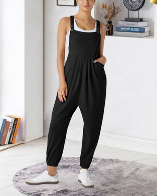 Jumpsuit Uni Farbe Plissiert