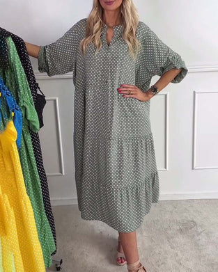 Kleid Halbarm Gepunktet Lockerer Schnitt