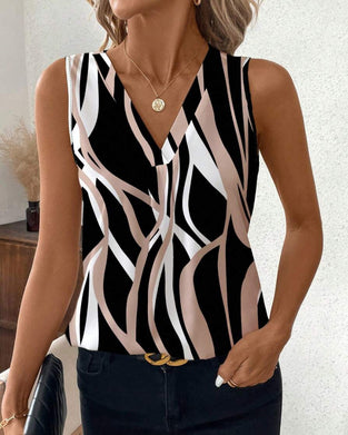 Weste V-Ausschnitt Blumenärmellos