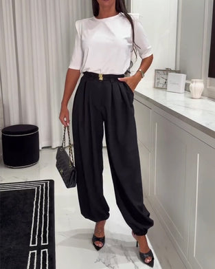 Hochtaillierte Laternenhose Mit Gerafften Bündchen