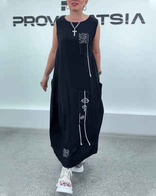 Kleid Ärmellos Oversized Buchstabenprint
