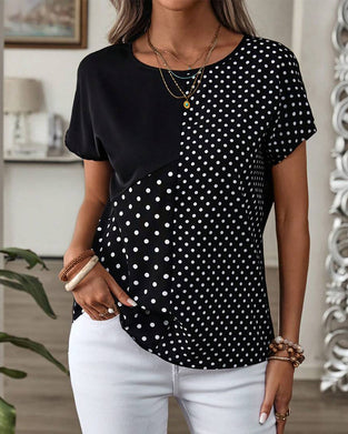 T-Shirt Rundhalsausschnitt Polka-Dot-Druck