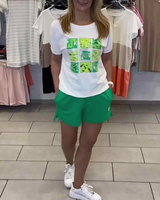 Lässiges Set mit bedruckten Shorts mit mittlerer Taille