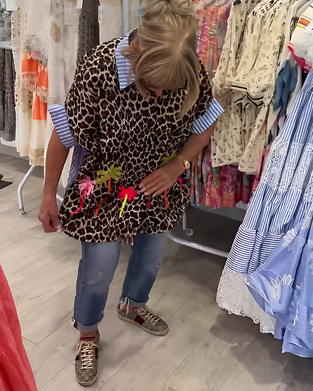 Gestreifter Revers Leopardenmuster Hemd