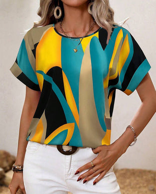 T-Shirt Rundhals Kontrastdruck