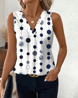 T-Shirt lässig Polka Dot Print ärmellos