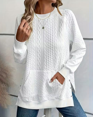 Sweatshirt Mit Tasche Und Gespaltenem-Saum Merkmalen