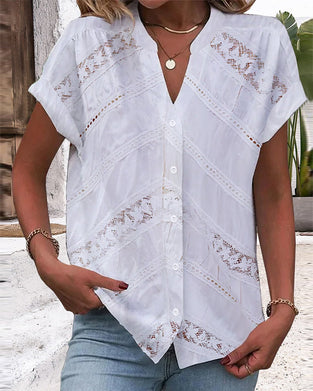 Hohlausländer mit kurzen Ärmeln und V-Ausschnitt