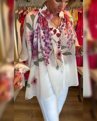 Bluse Laternenärmel Lässig Bedruckt