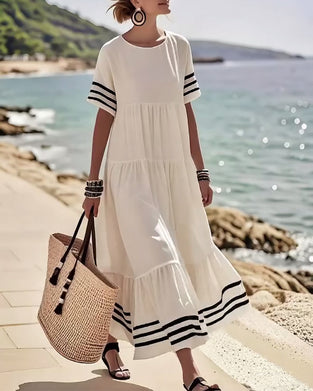 Kleid Modisch Urlaub Kurzärmelig