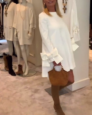 Kleid Modisch Rundhals Schleifenärmel