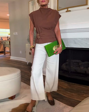 Taillierte Uni-Farbene Bluse