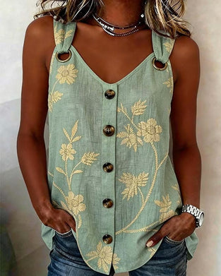 Tank Top Blumen Camisole Metall Ring