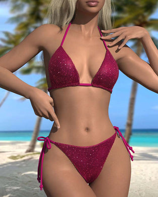 Bikini Sexy Pailletten Schnürung