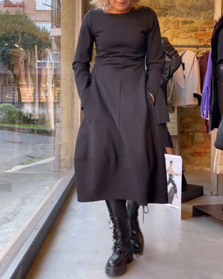 Kleid einfarbig Rundhals Taille A-Linie