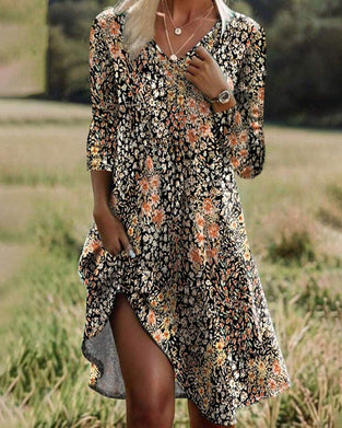 Kleid Langärmelig Floral Elegant