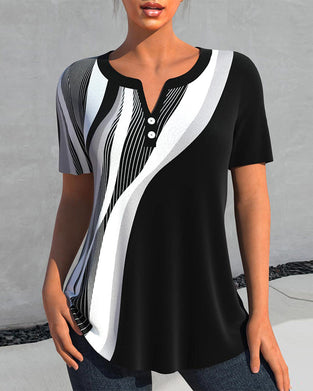 Bedrucktes oberteil mit knöpfen