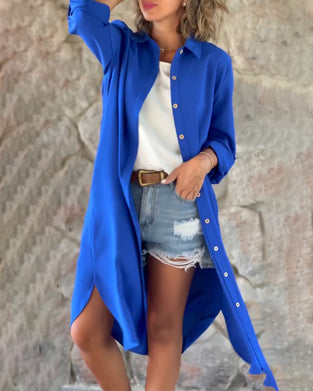 Einfarbiges Langarm-Top