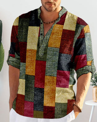 Halbärmliges Hemd im Farbblock