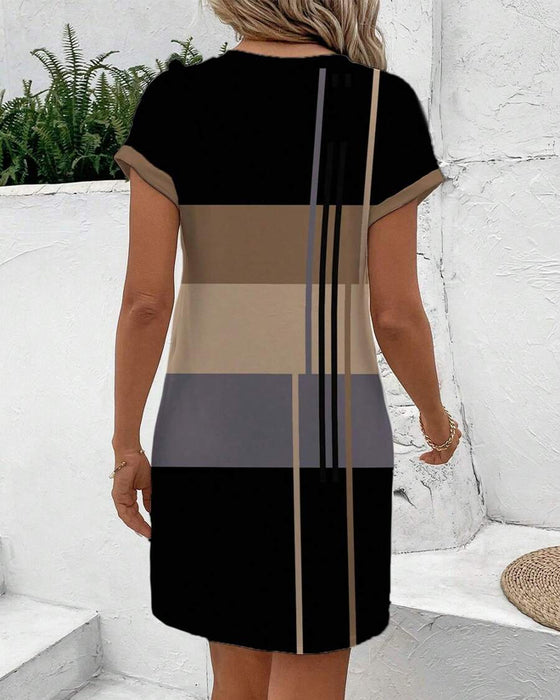 Kleid Rundhals Mode Casual Gedruckt