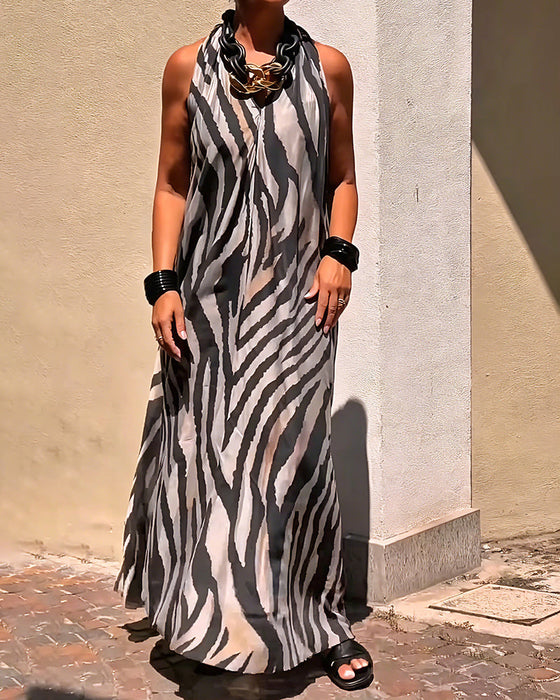 Maxikleid Halterausschnitt Printmuster