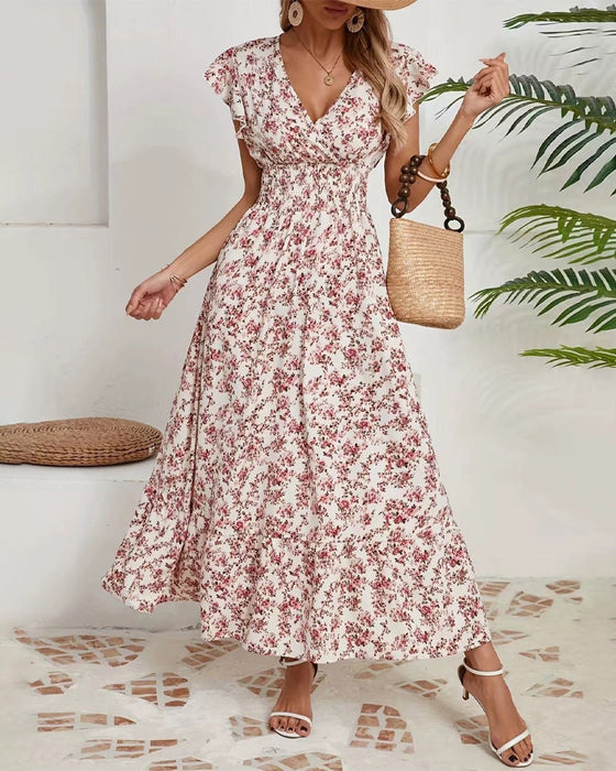 Kleid Blumen Taille Bindung
