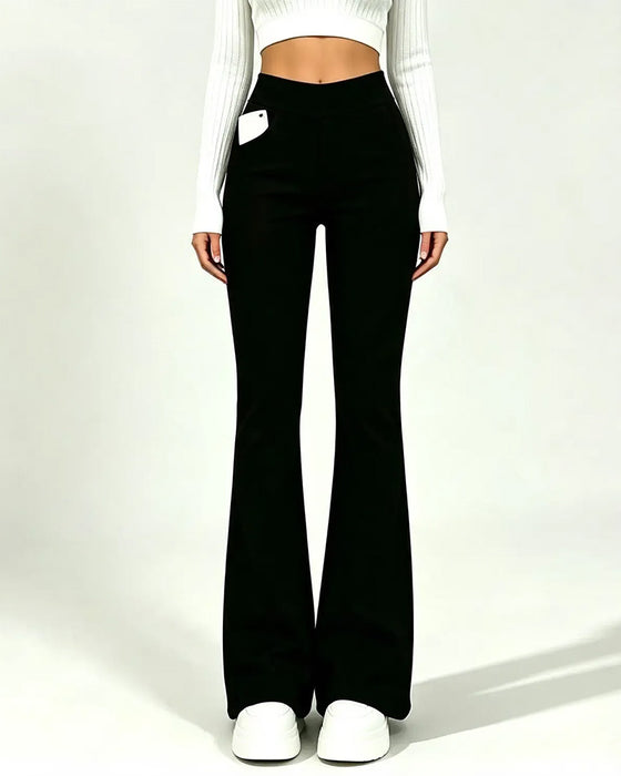 Hose Hohe Taille Casual Fleece Ausgestellte