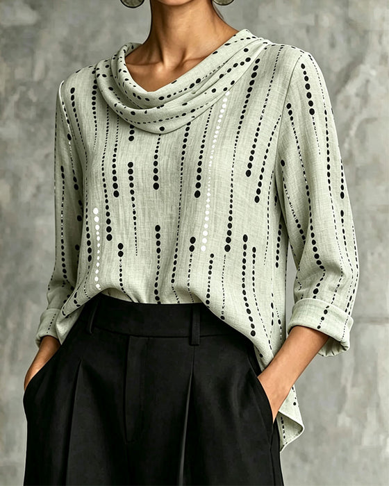 Bluse Cowl Neck Stilvoll Ellenbogenlang Ärmel