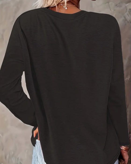 Lässiges Langarmshirt mit Rundhalsausschnitt und Schneemann-Print