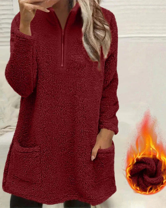 Sweatshirt Einfarbig Stehkragen