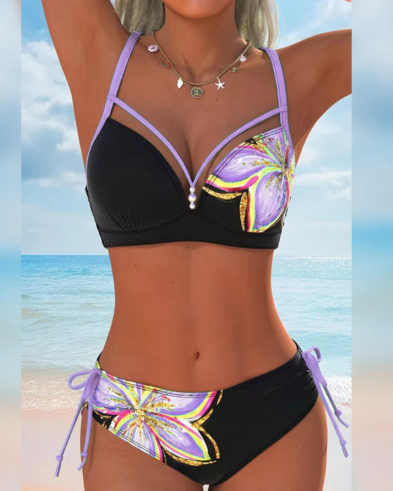 Bikini Bralette Schnürung Gedruckt