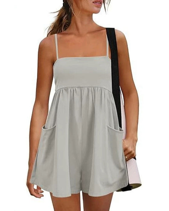 Jumpsuit Uni Farbe Träger Breites Bein