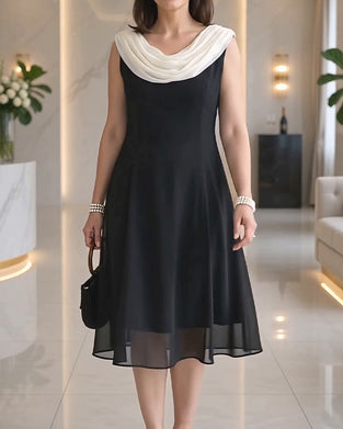 Kleid Mock-Kragen Ärmellos Mesh