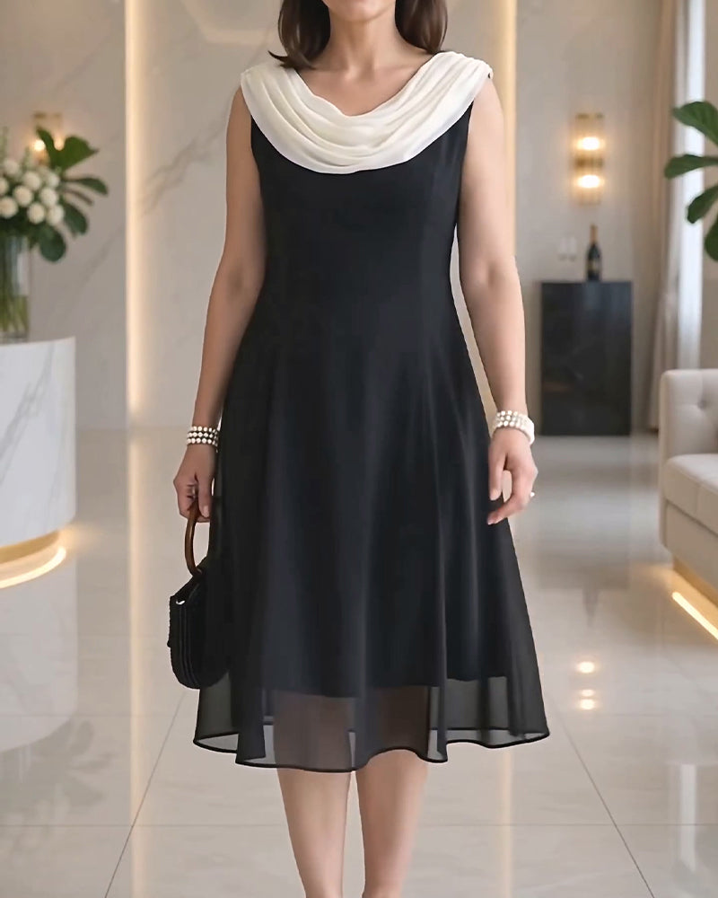 Kleid Mock-Kragen Ärmellos Mesh