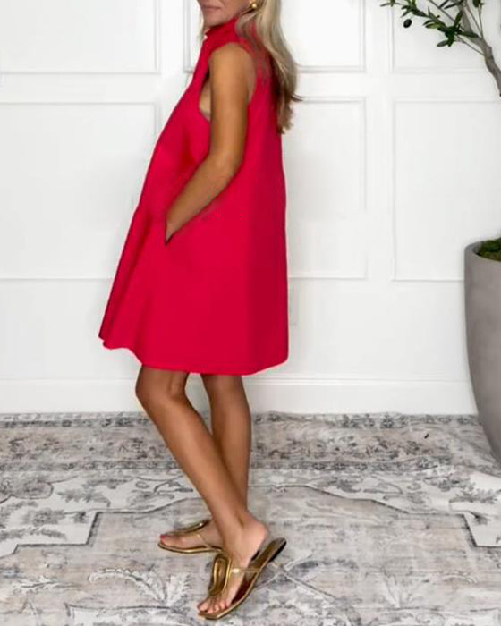 Kleid Street Fashion Ärmellos V-Ausschnitt