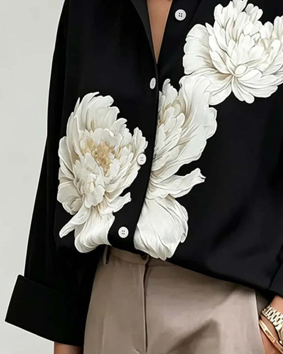 Hemd Blumen Print Revers