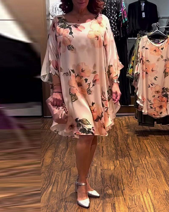 Kleid Bedruckt Fledermausärmel