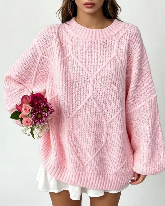 Pullover Einfarbig Langarm