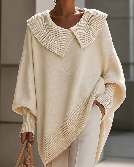 Pullover Unregelmäßiger Revers Unifarben