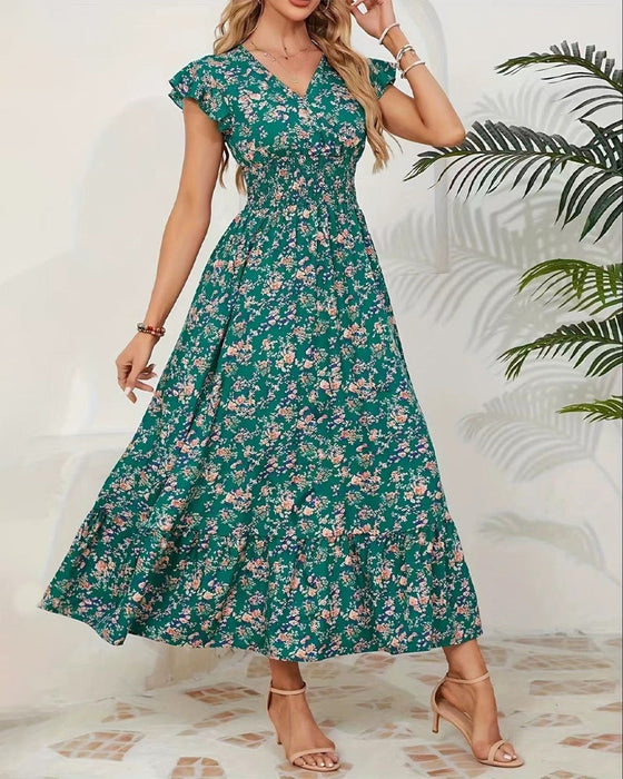 Kleid Blumen Taille Bindung