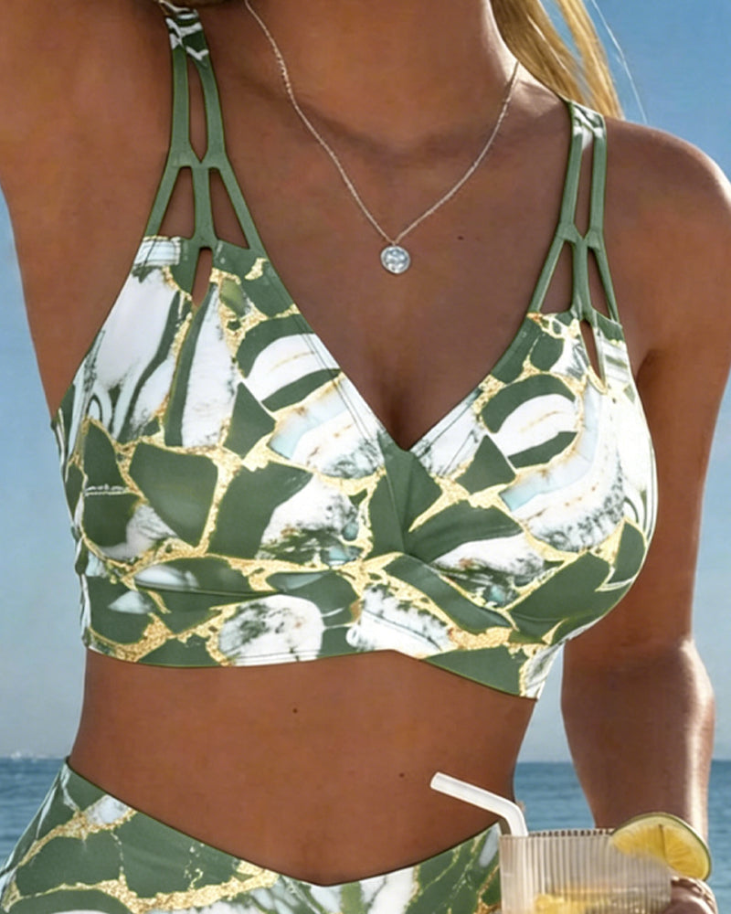 Bikini Imprimé Marbre Découpe