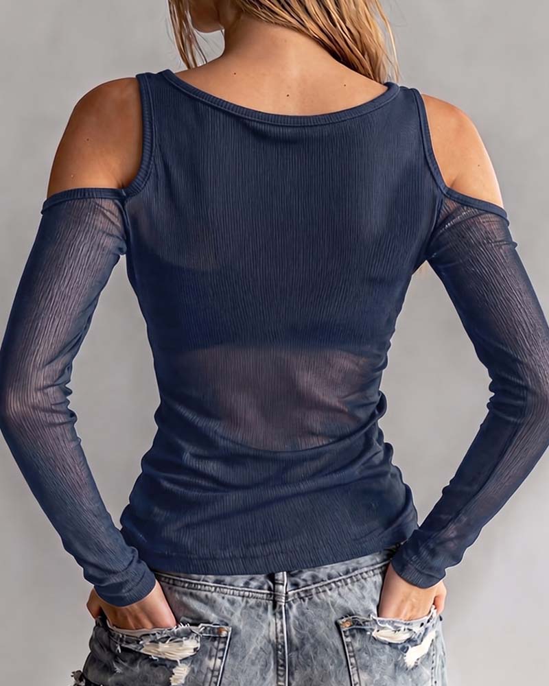 Bluse Gekreuzt V-Ausschnitt Off-Shoulder