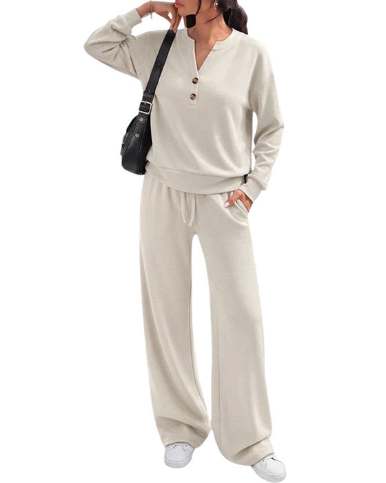 Set Langarm Oberteil Weites Bein Hose