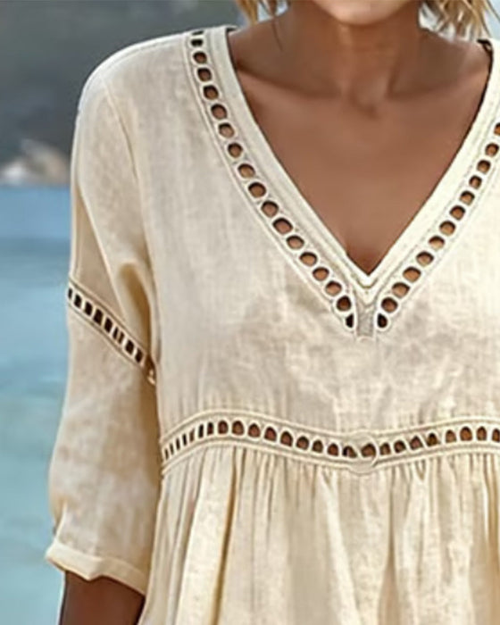 Kleid einfarbig durchbrochen lässig