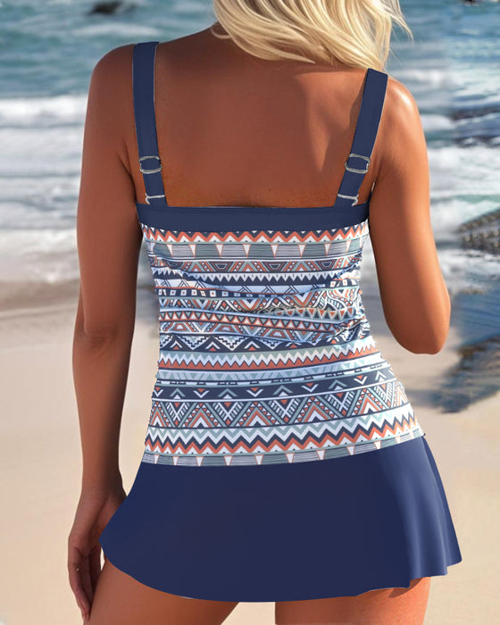 Tankini Quadratischer Ausschnitt Neckholder Druck