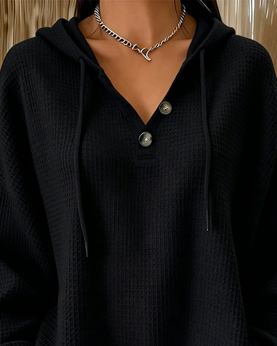 Sweatshirt Lässig Einfarbig Mit Kordelzug