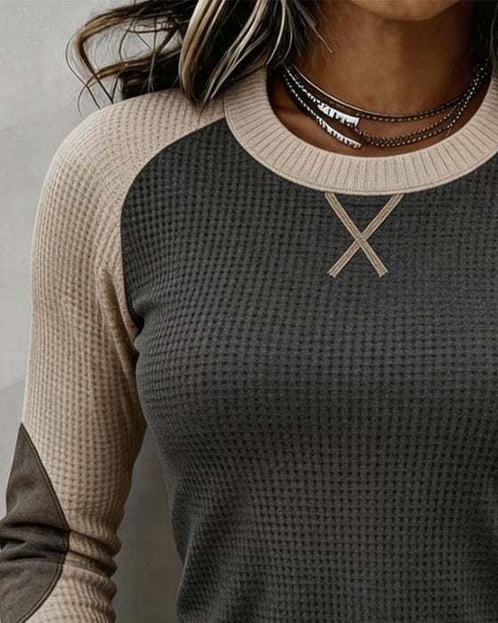Top Rundhals Raglan Farbblock
