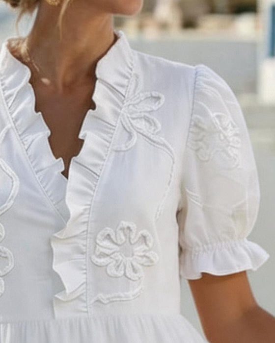 Kleid Puff Kurzarm Blumig
