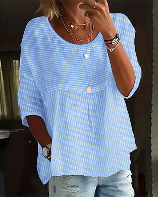 Lässiges Oberteil mit Rundhalsausschnitt und Streifendruck