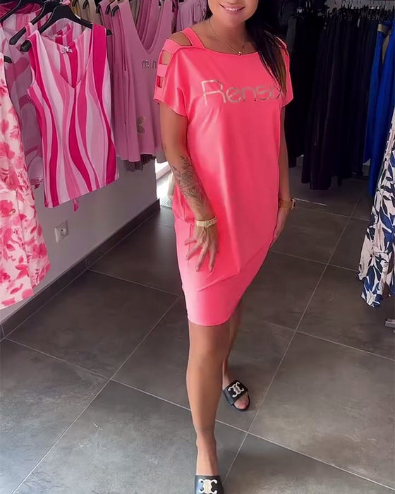 Kleid Schulterfrei Bedruckt Modisch